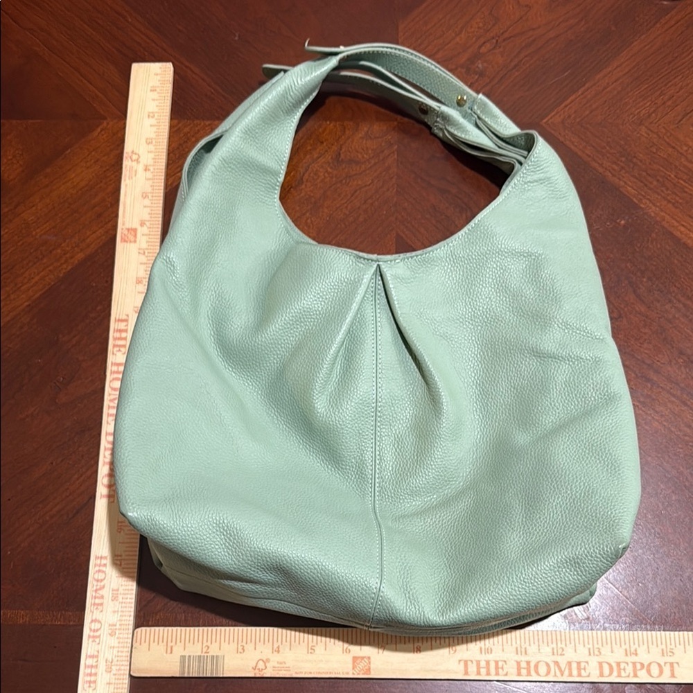 Lagoo leather mint green Hobo Bag with gold hardware